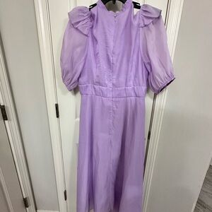 SHEIN Lavender Puff Sleeve Midi Dress